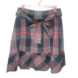 J Crew Factory Big Bow Midi Skirt 14 (36x26.5) Stewart Plaid Tartan TINY FLAW